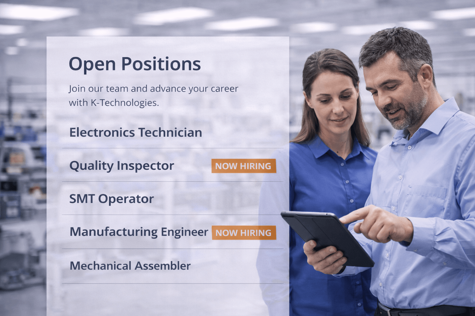 Careers and open manufacturing positions