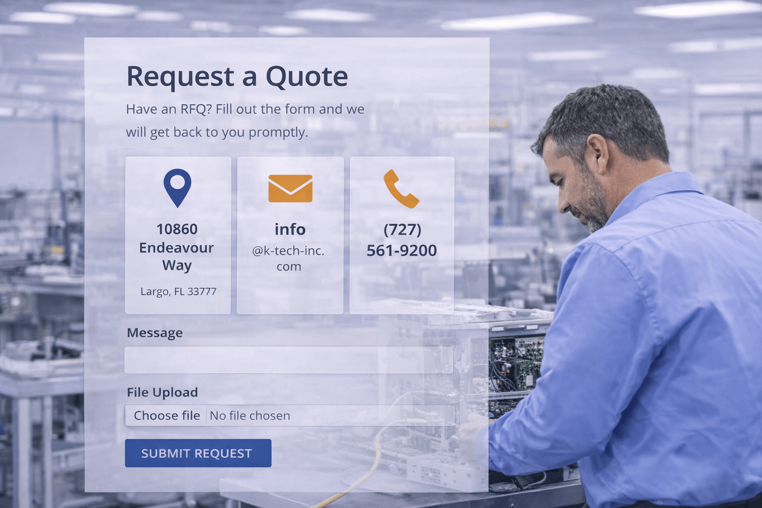 Request a quote for high reliability manufacturing services